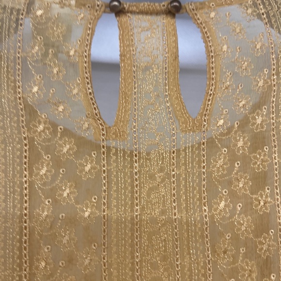 NEW Seen Worn Kept senji embroidered crochet tunic dress mustard yellow gold. - Picture 7 of 7